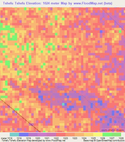 Tshefu Tshefu,Zimbabwe Elevation Map