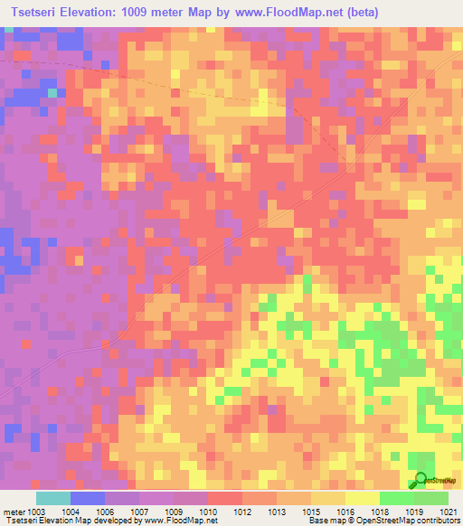 Tsetseri,Zimbabwe Elevation Map