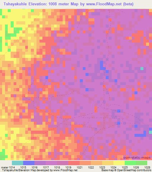 Tshayakuhle,Zimbabwe Elevation Map