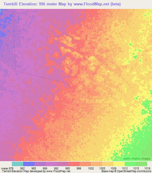Tembili,Zimbabwe Elevation Map