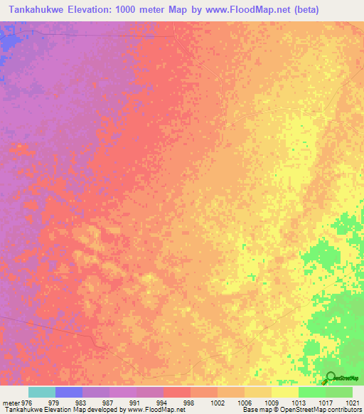 Tankahukwe,Zimbabwe Elevation Map
