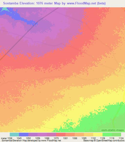 Sontamba,Zimbabwe Elevation Map
