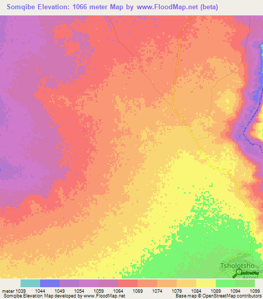 Somqibe,Zimbabwe Elevation Map