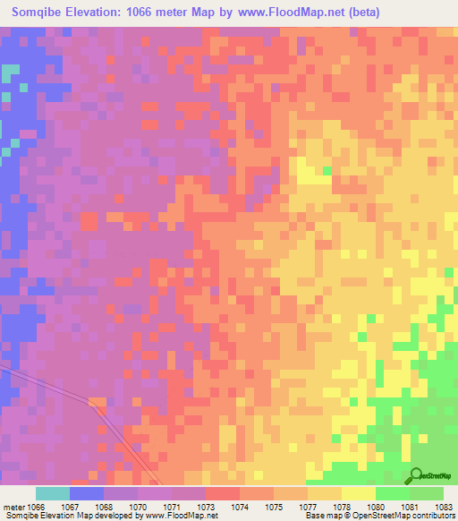 Somqibe,Zimbabwe Elevation Map
