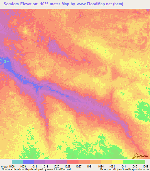 Somlota,Zimbabwe Elevation Map