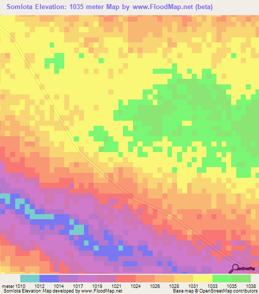 Somlota,Zimbabwe Elevation Map