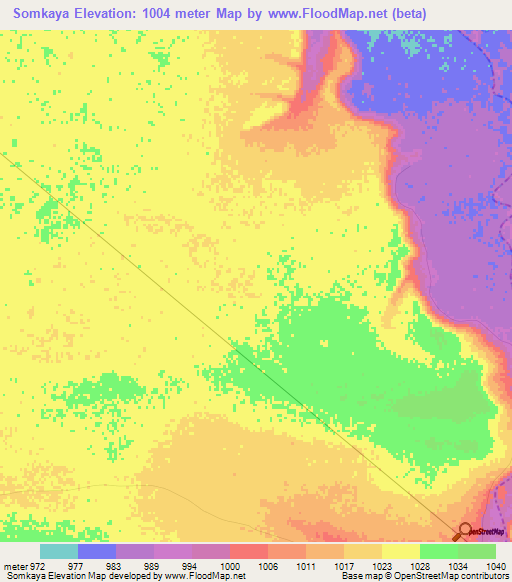 Somkaya,Zimbabwe Elevation Map