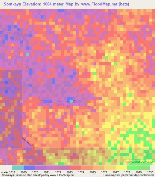 Somkaya,Zimbabwe Elevation Map