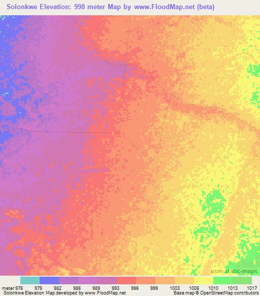 Solonkwe,Zimbabwe Elevation Map