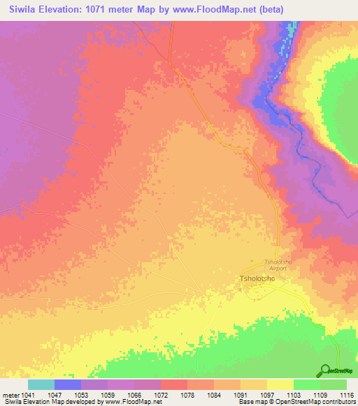 Siwila,Zimbabwe Elevation Map