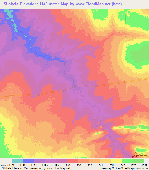 Silobela,Zimbabwe Elevation Map