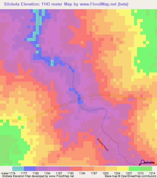Silobela,Zimbabwe Elevation Map
