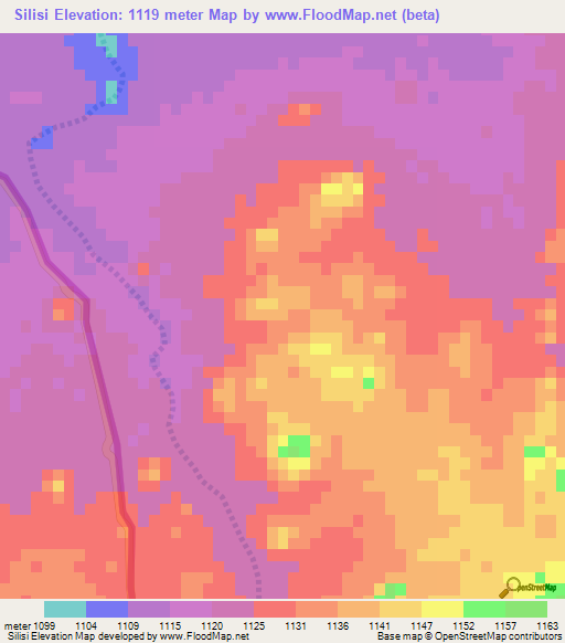Silisi,Zimbabwe Elevation Map
