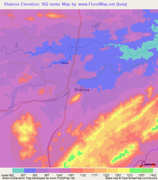 Shamva,Zimbabwe Elevation Map