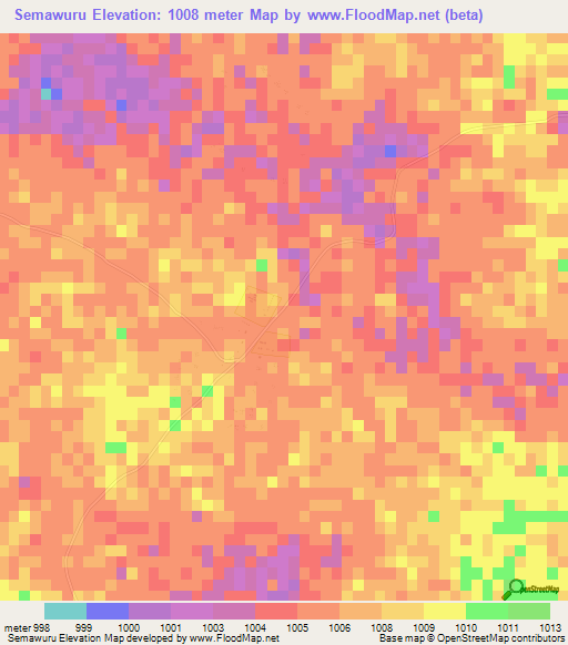 Semawuru,Zimbabwe Elevation Map