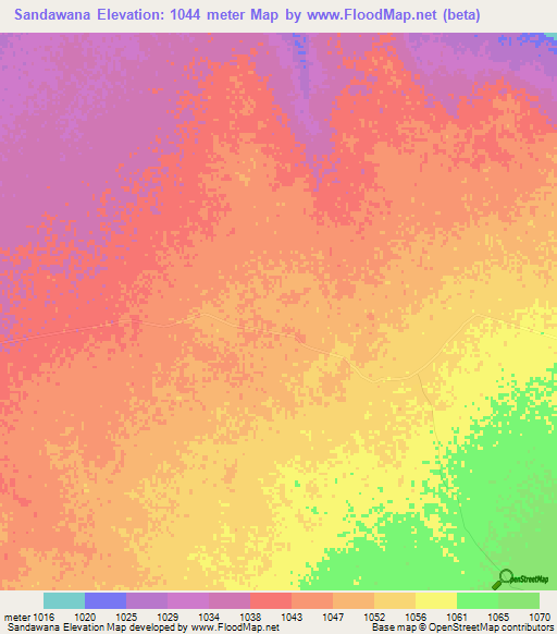 Sandawana,Zimbabwe Elevation Map