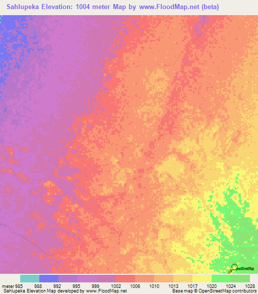Sahlupeka,Zimbabwe Elevation Map