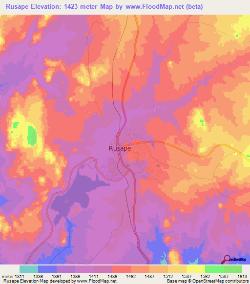 Rusape,Zimbabwe Elevation Map
