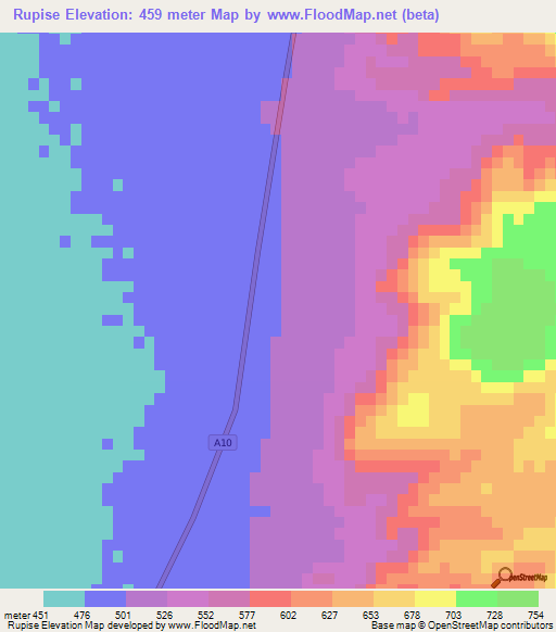 Rupise,Zimbabwe Elevation Map