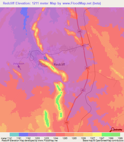 Redcliff,Zimbabwe Elevation Map