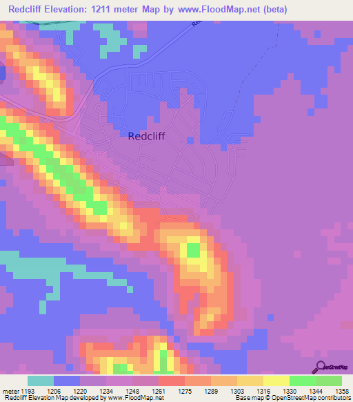 Redcliff,Zimbabwe Elevation Map