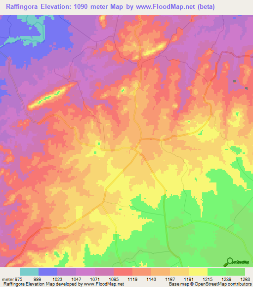 Raffingora,Zimbabwe Elevation Map