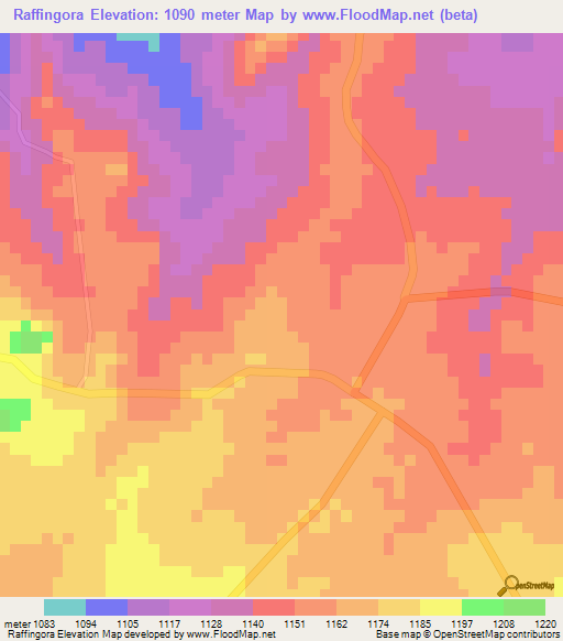 Raffingora,Zimbabwe Elevation Map