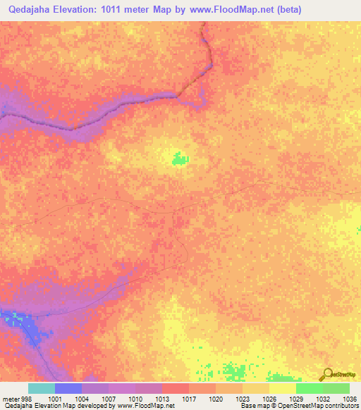 Qedajaha,Zimbabwe Elevation Map