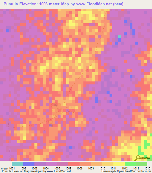 Pumula,Zimbabwe Elevation Map