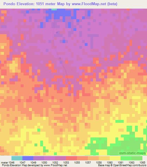Pondo,Zimbabwe Elevation Map