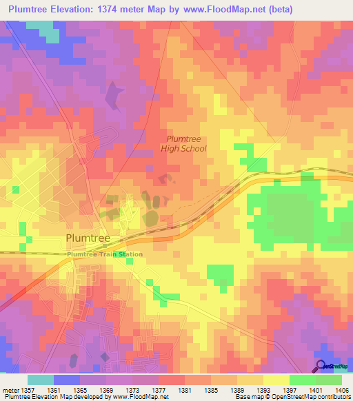 Plumtree,Zimbabwe Elevation Map