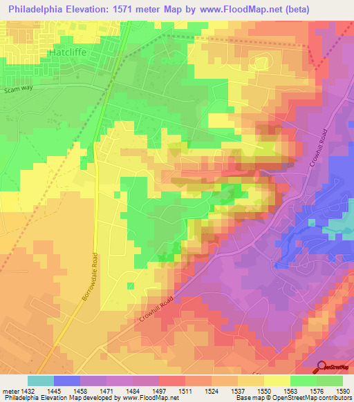 Philadelphia,Zimbabwe Elevation Map