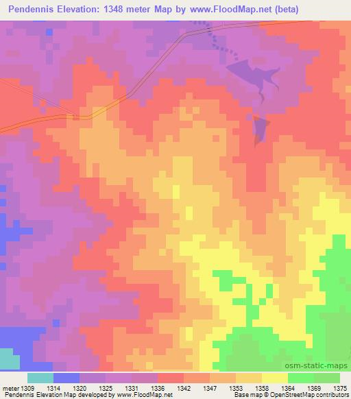 Pendennis,Zimbabwe Elevation Map