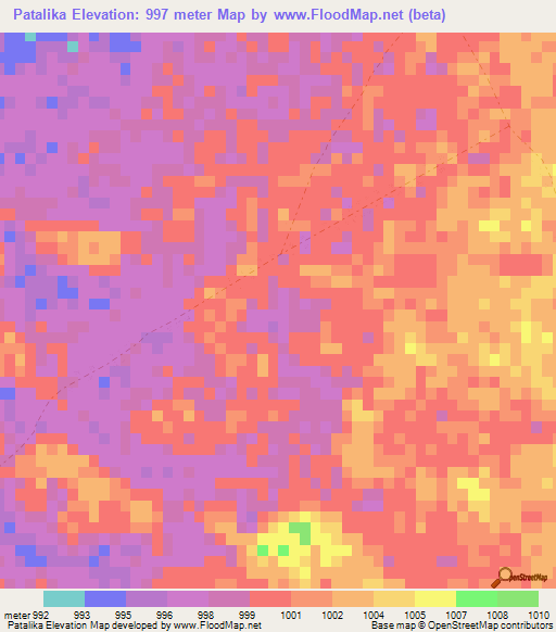 Patalika,Zimbabwe Elevation Map