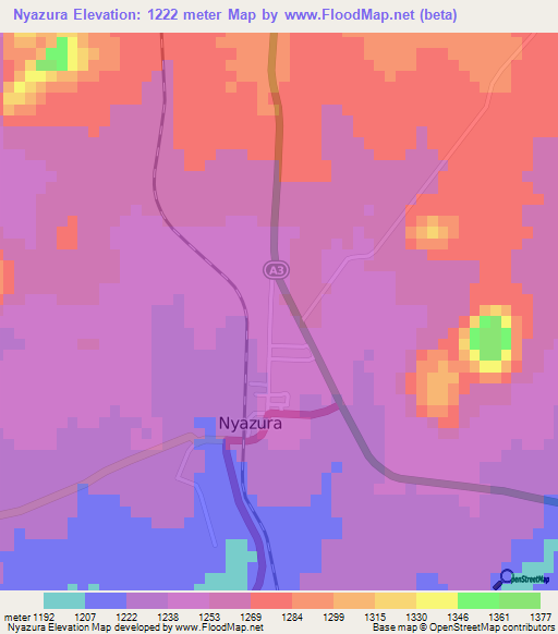 Nyazura,Zimbabwe Elevation Map