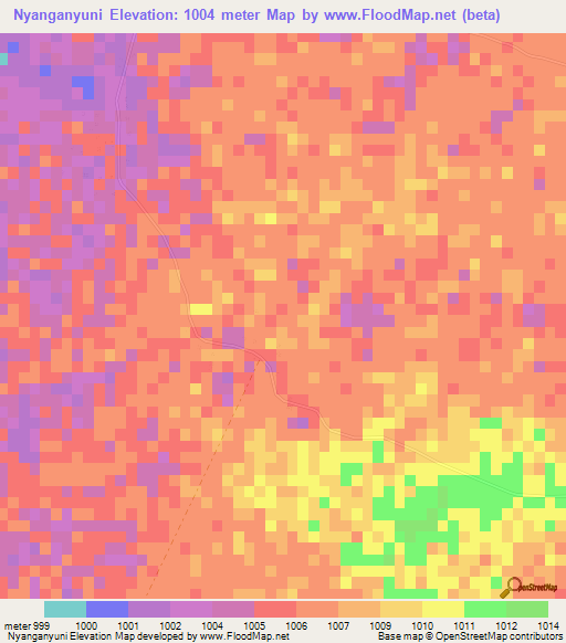 Nyanganyuni,Zimbabwe Elevation Map