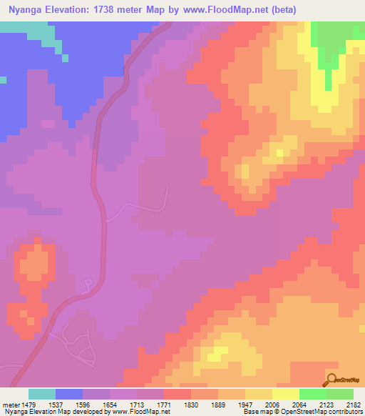 Nyanga,Zimbabwe Elevation Map