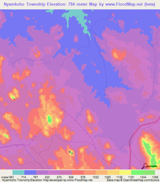 Nyamkoho Township,Zimbabwe Elevation Map