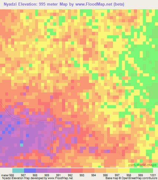Nyadzi,Zimbabwe Elevation Map