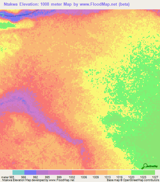 Ntakwa,Zimbabwe Elevation Map