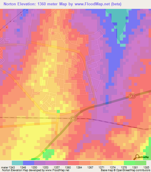 Norton,Zimbabwe Elevation Map