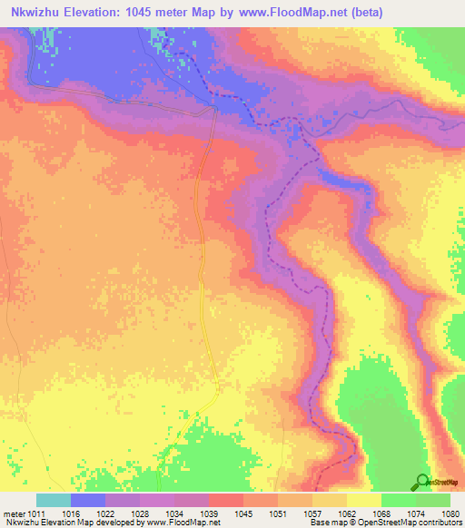 Nkwizhu,Zimbabwe Elevation Map