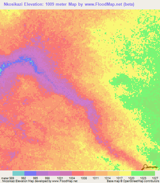 Nkosikazi,Zimbabwe Elevation Map