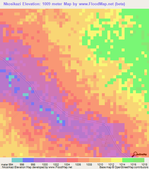 Nkosikazi,Zimbabwe Elevation Map