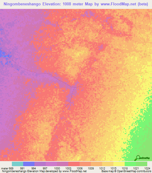 Ningombeneshango,Zimbabwe Elevation Map