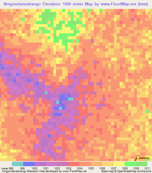 Ningombeneshango,Zimbabwe Elevation Map