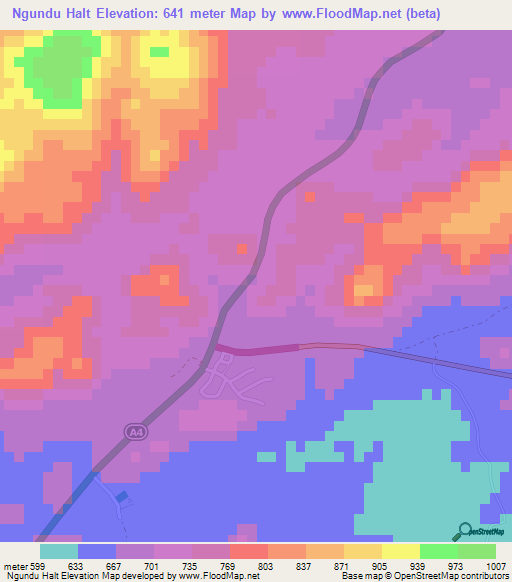 Ngundu Halt,Zimbabwe Elevation Map