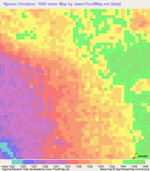 Ngoma,Zimbabwe Elevation Map