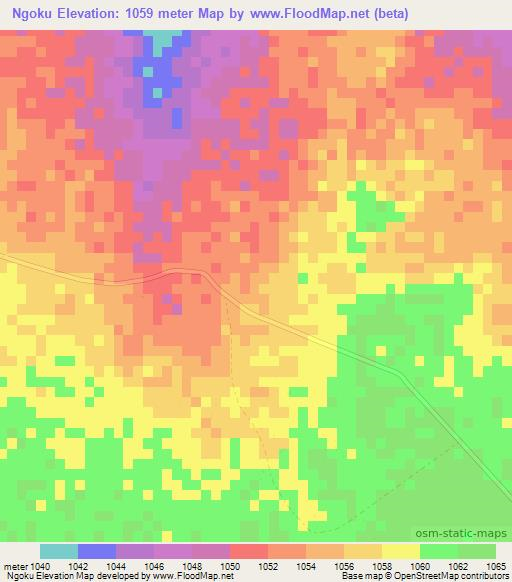Ngoku,Zimbabwe Elevation Map
