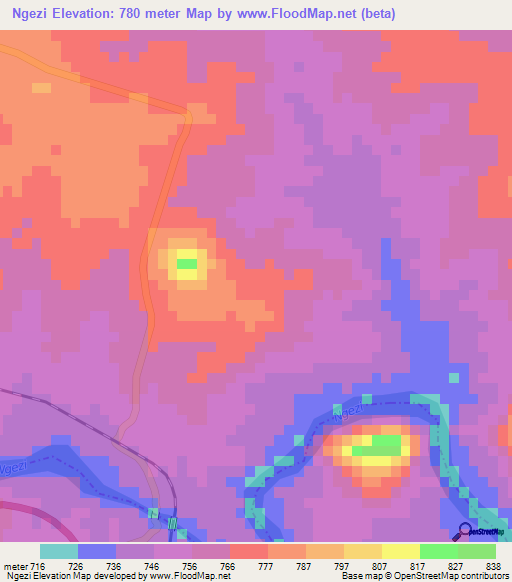 Ngezi,Zimbabwe Elevation Map